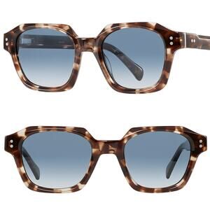 Tortoise & Blue Square Sunglasses For Mens Womens Dapper Premium Retro High-End
